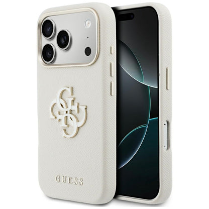Deksel for Apple iPhone 17 Pro, Guess, Resin Logo, Beige