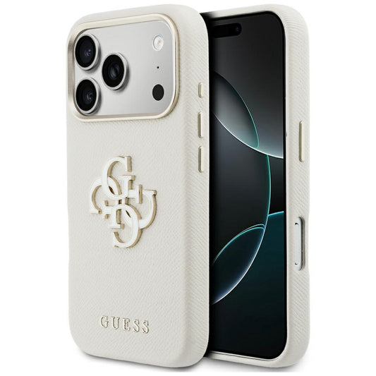 Deksel for Apple iPhone 17 Pro, Guess, Resin Logo, Beige