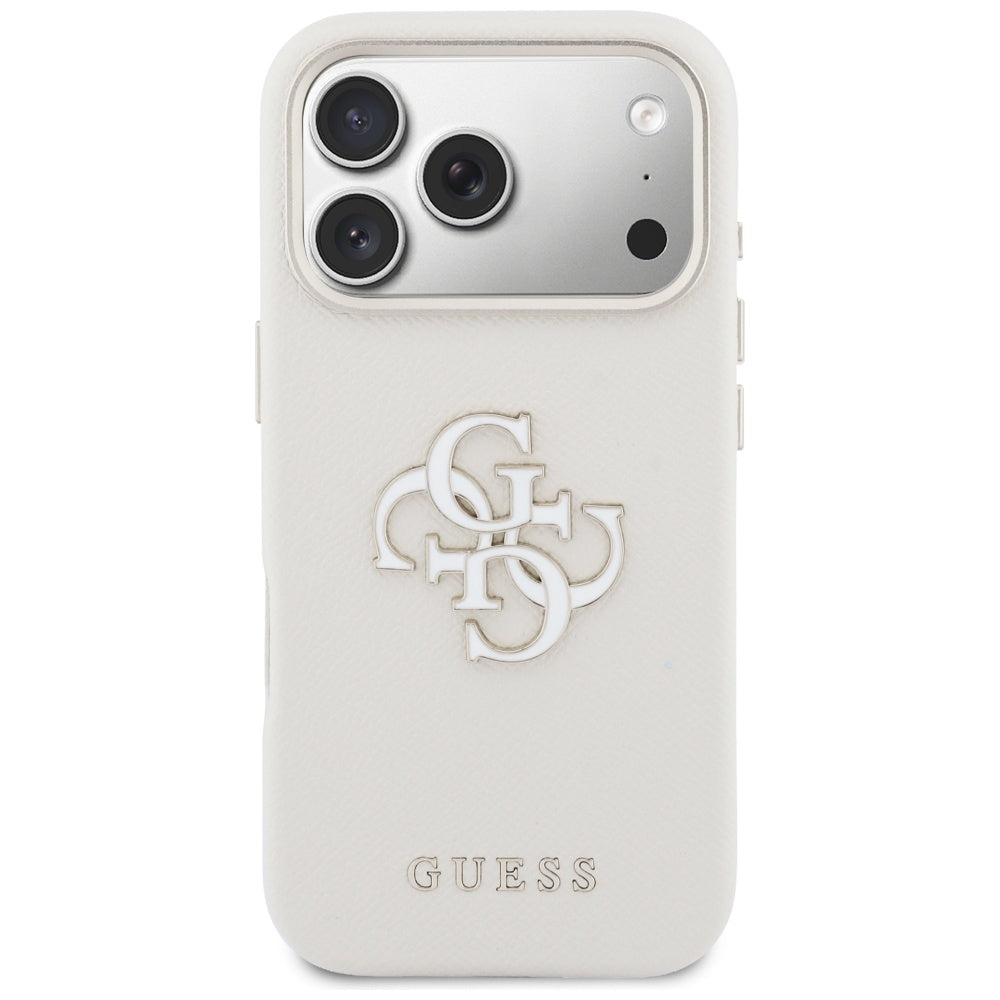 Deksel for Apple iPhone 17 Pro, Guess, Resin Logo, Beige