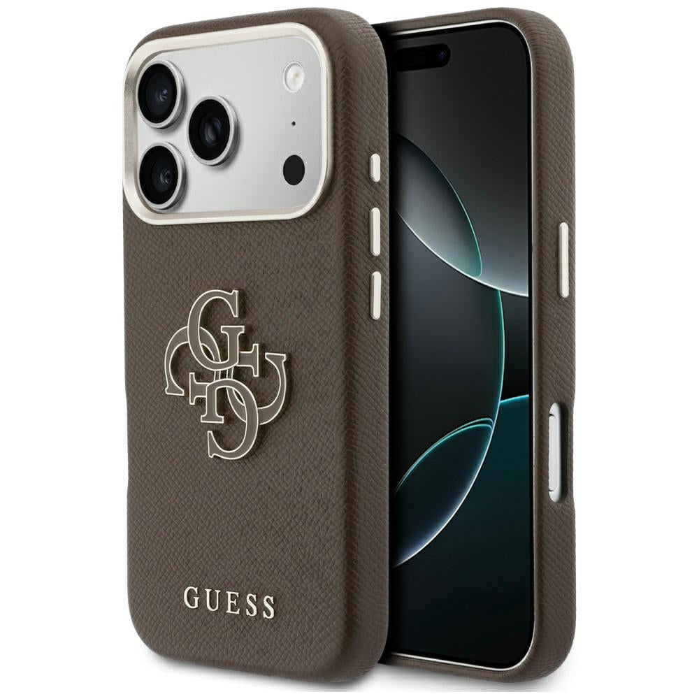 Deksel for Apple iPhone 17 Pro, GUESS, Resin Logo, Brun