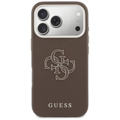 Deksel for Apple iPhone 17 Pro, GUESS, Resin Logo, Brun