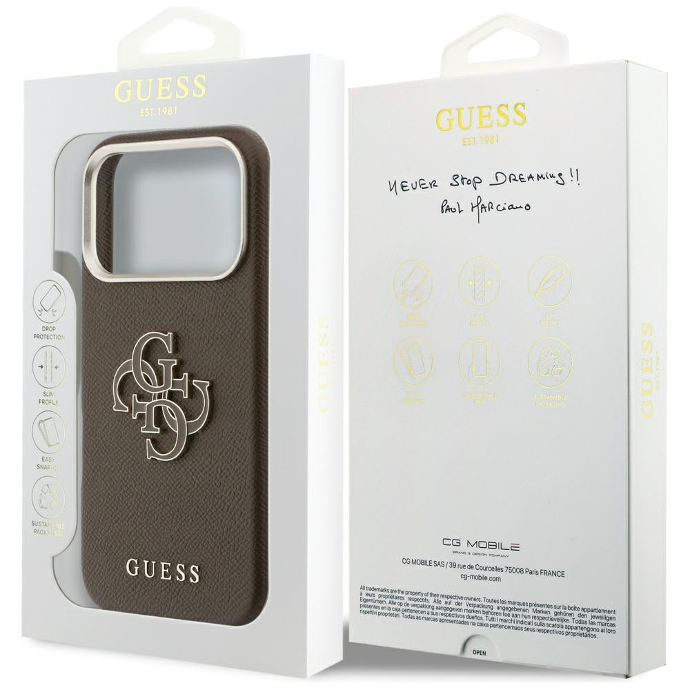 Deksel for Apple iPhone 17 Pro, GUESS, Resin Logo, Brun