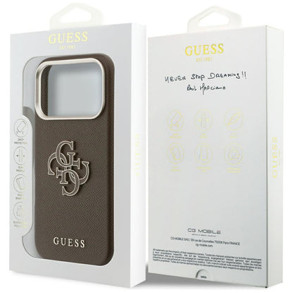 Deksel for Apple iPhone 17 Pro, GUESS, Resin Logo, Brun