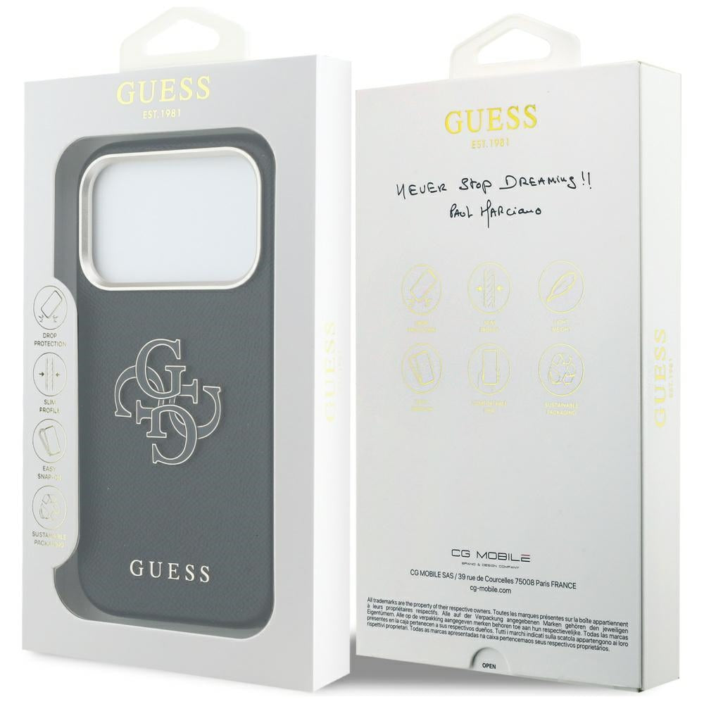 Deksel for Apple iPhone 17 Pro, Guess, Resin Logo, Svart
