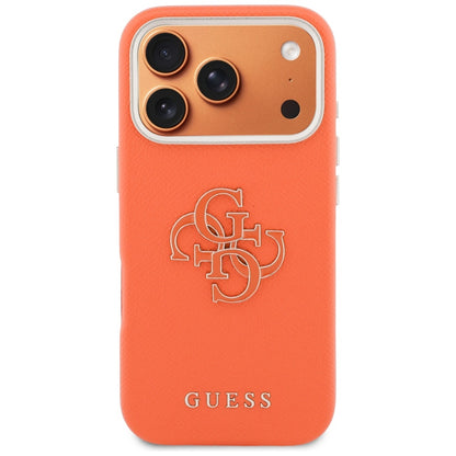 Deksel for Apple iPhone 17 Pro, Guess, Resin Logo, Oransje