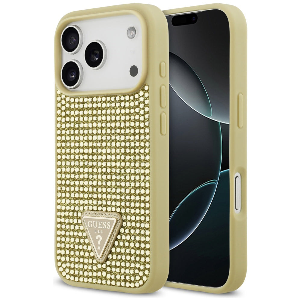 Deksel for Apple iPhone 17 Pro, Guess, Rhinestone Triangle Logo, Gull