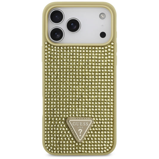 Deksel for Apple iPhone 17 Pro, Guess, Rhinestone Triangle Logo, Gull