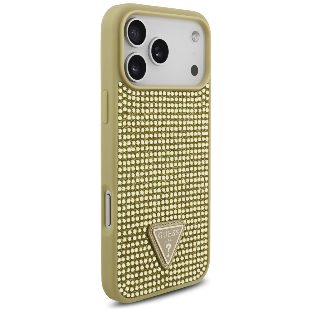 Deksel for Apple iPhone 17 Pro, Guess, Rhinestone Triangle Logo, Gull