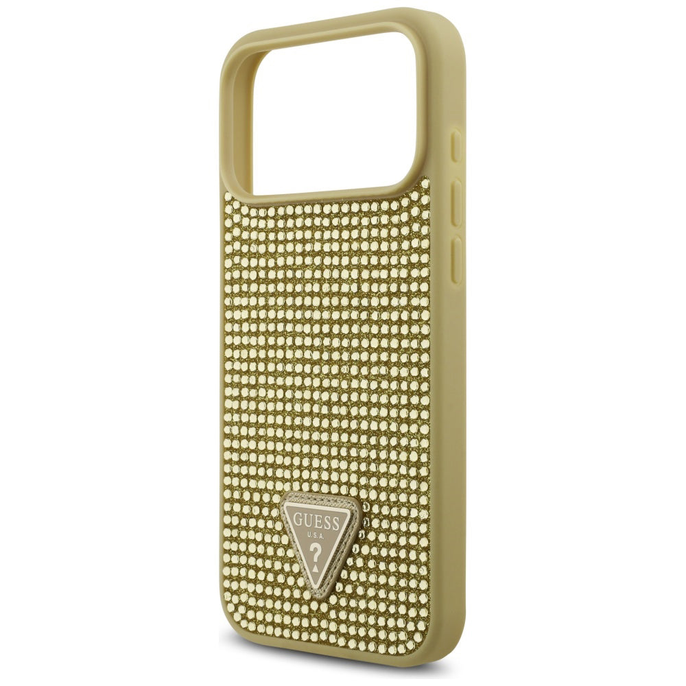 Deksel for Apple iPhone 17 Pro, Guess, Rhinestone Triangle Logo, Gull
