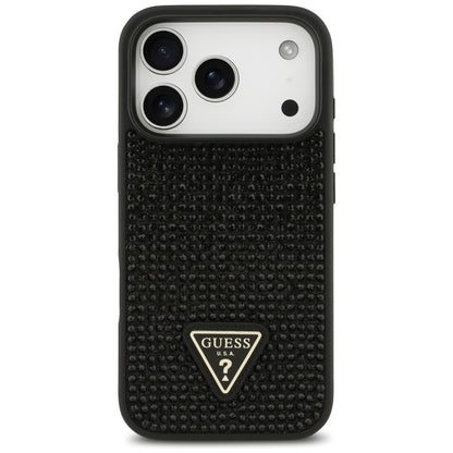 Deksel for Apple iPhone 17 Pro, Guess, Rhinestone Triangle Logo, Svart