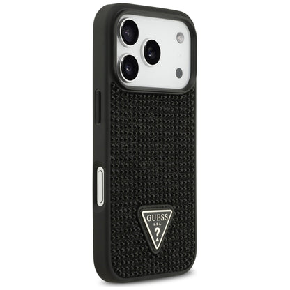 Deksel for Apple iPhone 17 Pro, Guess, Rhinestone Triangle Logo, Svart