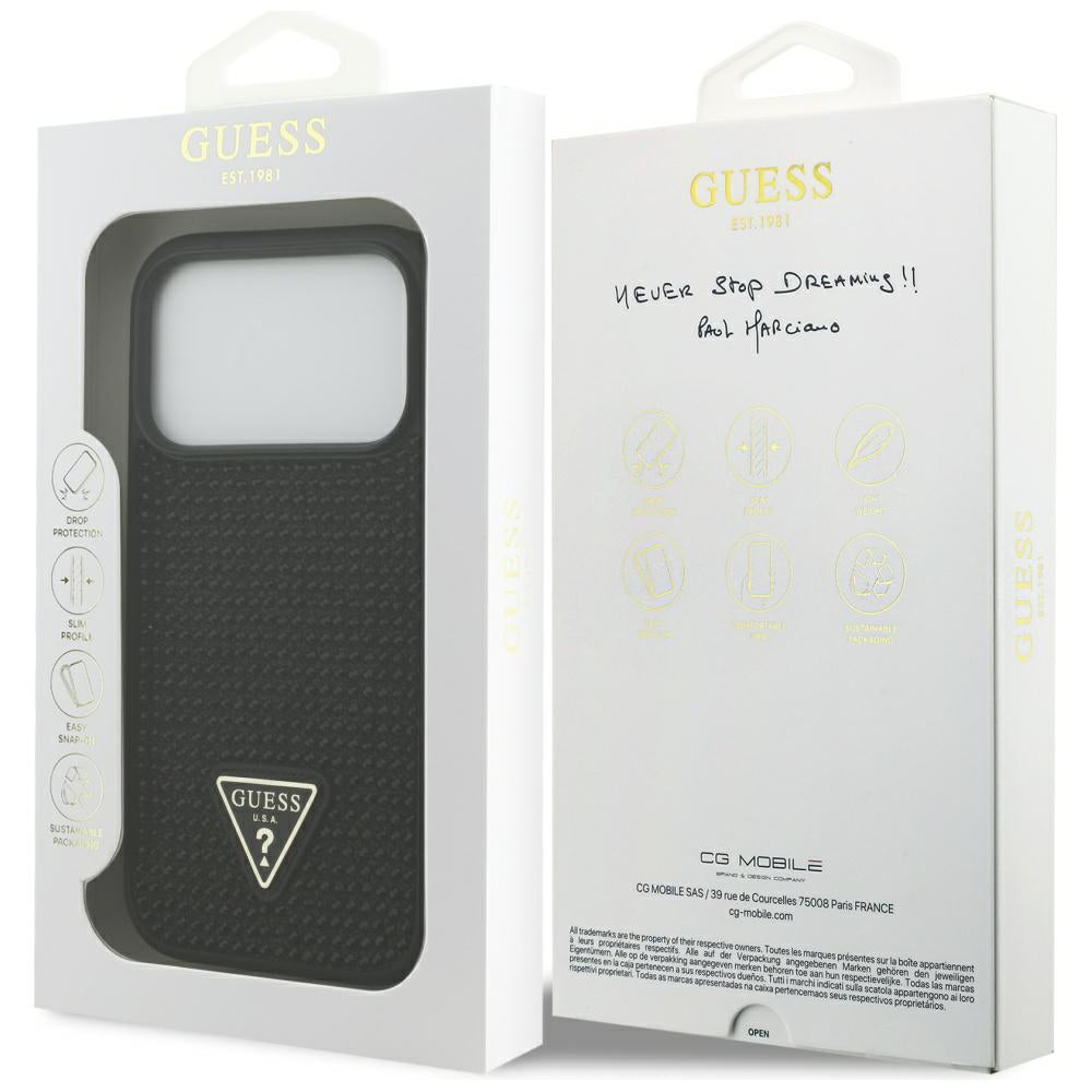 Deksel for Apple iPhone 17 Pro, Guess, Rhinestone Triangle Logo, Svart
