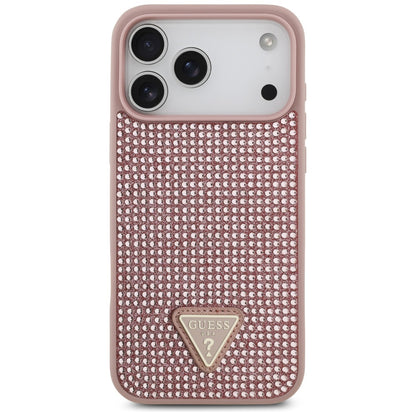 Deksel for Apple iPhone 17 Pro, Guess, Rhinestone Triangle Logo, Rosa