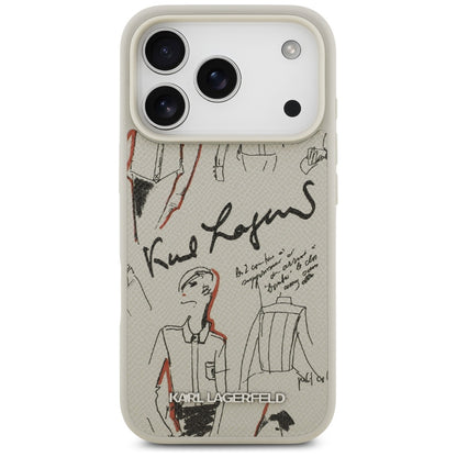 Deksel for Apple iPhone 17 Pro, Karl Lagerfeld, Grained Pattern Logo, Grå