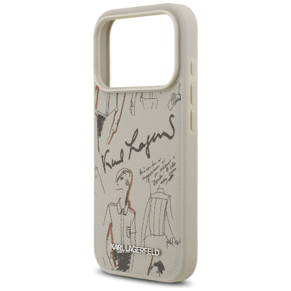 Deksel for Apple iPhone 17 Pro, Karl Lagerfeld, Grained Pattern Logo, Grå