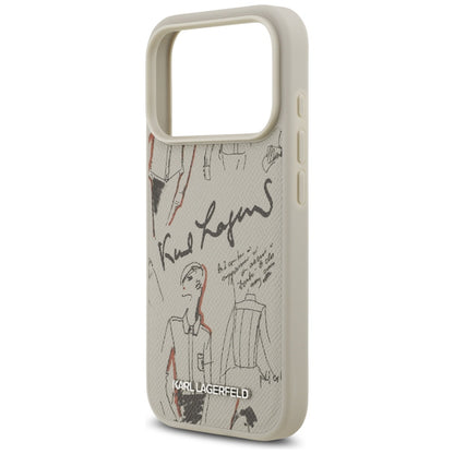Deksel for Apple iPhone 17 Pro, Karl Lagerfeld, Grained Pattern Logo, Grå