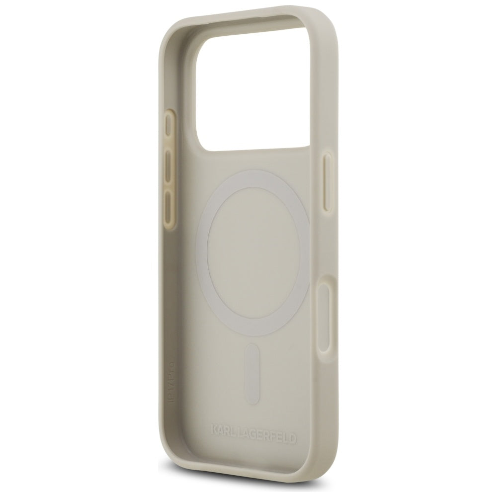 Deksel for Apple iPhone 17 Pro, Karl Lagerfeld, Grained Pattern Logo, Grå