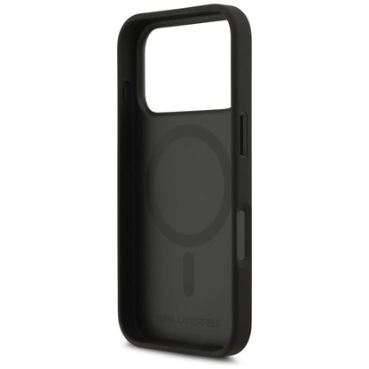 Deksel for Apple iPhone 17 Pro, Karl Lagerfeld, Grained Pattern Logo, Svart