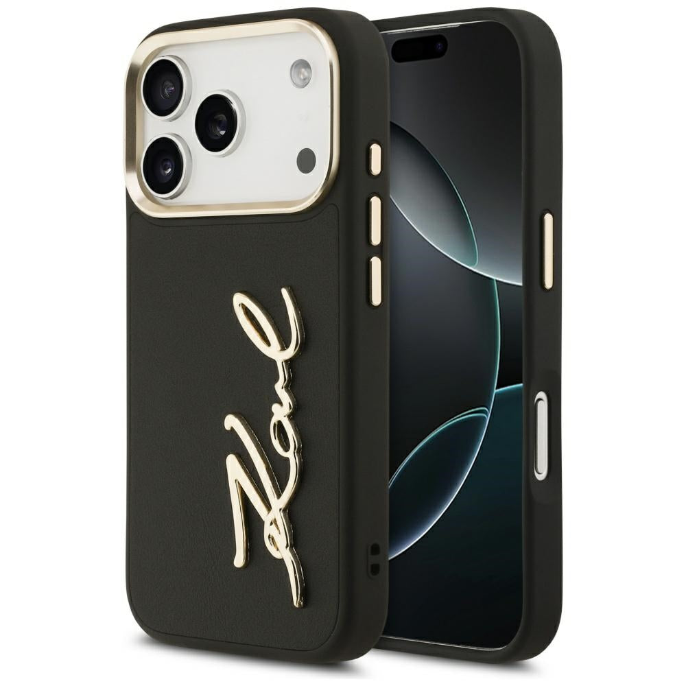 Deksel for Apple iPhone 17 Pro, Karl Lagerfeld, Script Logo, Svart