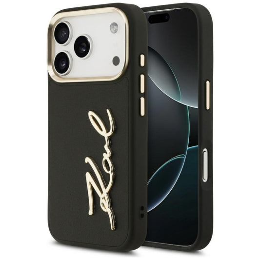 Deksel for Apple iPhone 17 Pro, Karl Lagerfeld, Script Logo, Svart