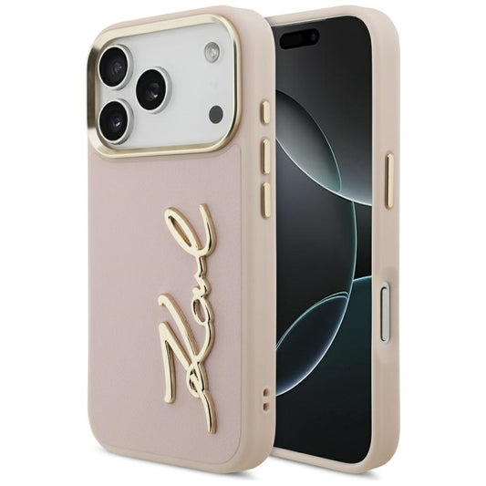 Deksel for Apple iPhone 17 Pro, Karl Lagerfeld, Script Logo, Rosa