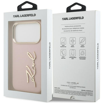 Deksel for Apple iPhone 17 Pro, Karl Lagerfeld, Script Logo, Rosa