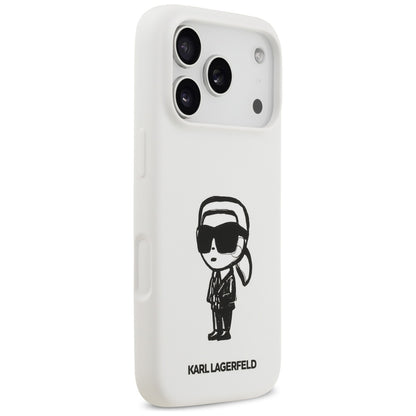 Deksel for Apple iPhone 17 Pro, Karl Lagerfeld, Sketch and Logo Karl, Hvit