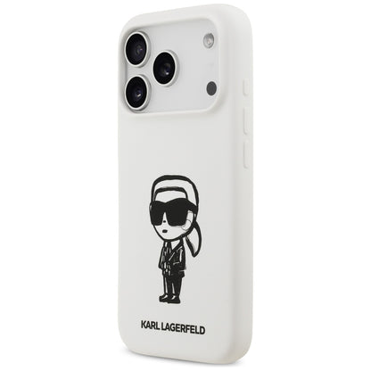 Deksel for Apple iPhone 17 Pro, Karl Lagerfeld, Sketch and Logo Karl, Hvit