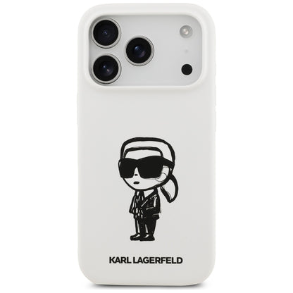 Deksel for Apple iPhone 17 Pro, Karl Lagerfeld, Sketch and Logo Karl, Hvit