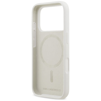 Deksel for Apple iPhone 17 Pro, Karl Lagerfeld, Sketch and Logo Karl, Hvit