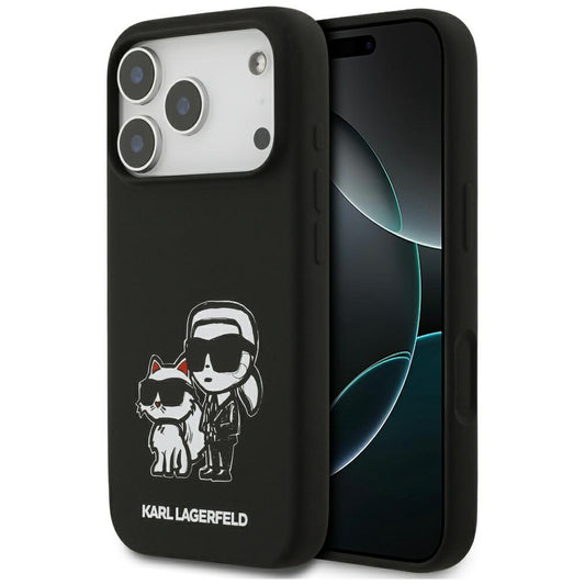 Deksel for Apple iPhone 17 Pro, Karl Lagerfeld, Sketch and Logo Karl & Choupette, Svart