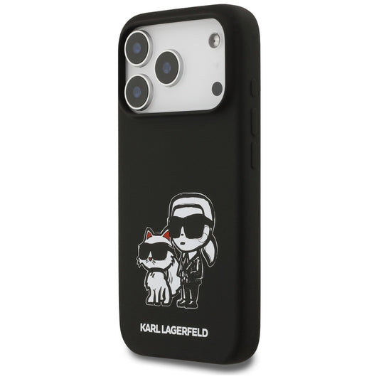 Deksel for Apple iPhone 17 Pro, Karl Lagerfeld, Sketch and Logo Karl & Choupette, Svart