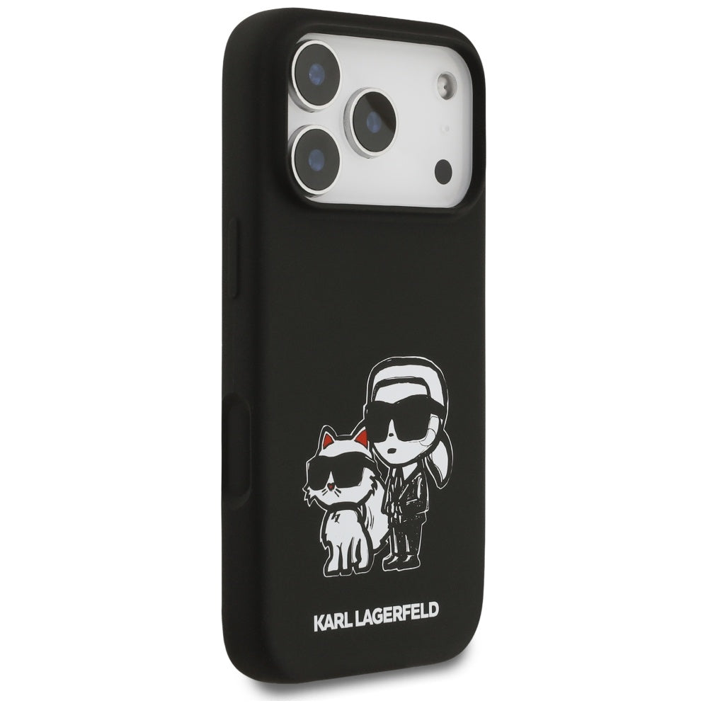 Deksel for Apple iPhone 17 Pro, Karl Lagerfeld, Sketch and Logo Karl & Choupette, Svart