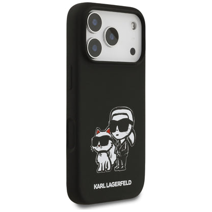 Deksel for Apple iPhone 17 Pro, Karl Lagerfeld, Sketch and Logo Karl & Choupette, Svart