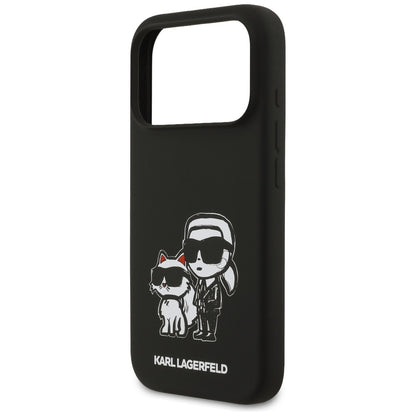 Deksel for Apple iPhone 17 Pro, Karl Lagerfeld, Sketch and Logo Karl & Choupette, Svart