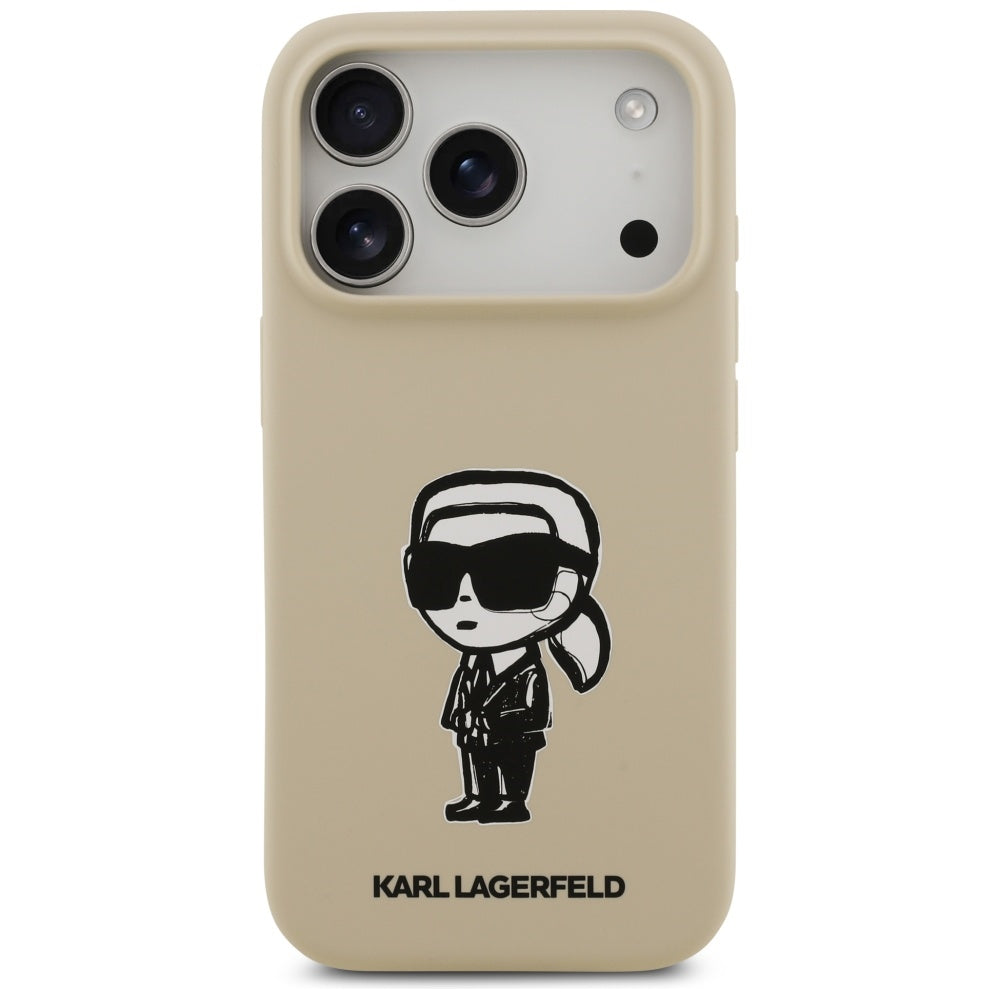 Deksel for Apple iPhone 17 Pro, Karl Lagerfeld, Sketch and Logo Karl, Brun
