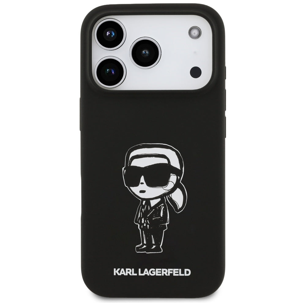 Deksel for Apple iPhone 17 Pro, Karl Lagerfeld, Sketch and Logo Karl, Svart