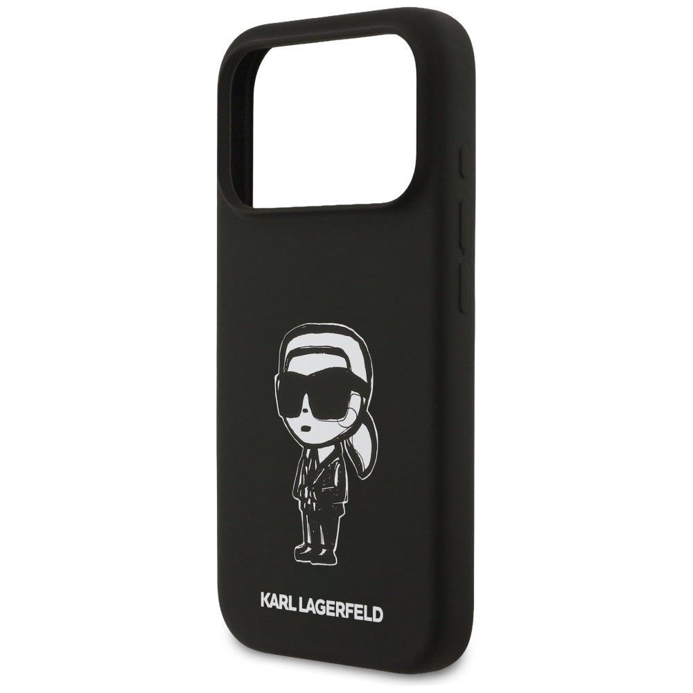 Deksel for Apple iPhone 17 Pro, Karl Lagerfeld, Sketch and Logo Karl, Svart