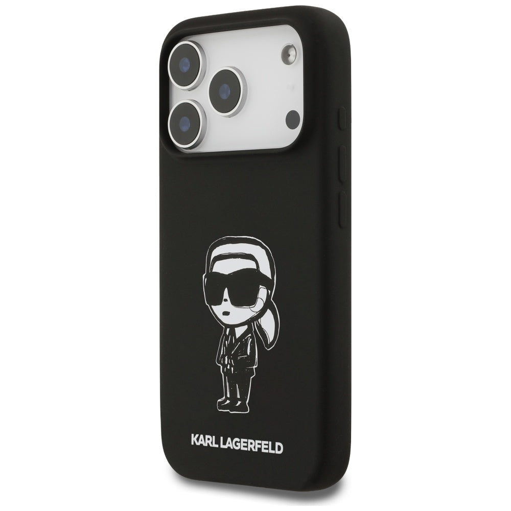 Deksel for Apple iPhone 17 Pro, Karl Lagerfeld, Sketch and Logo Karl, Svart