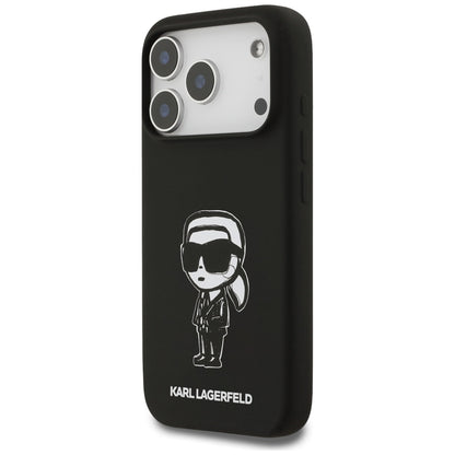 Deksel for Apple iPhone 17 Pro, Karl Lagerfeld, Sketch and Logo Karl, Svart