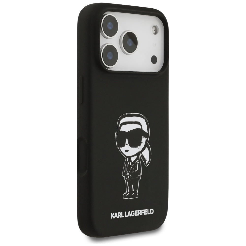 Deksel for Apple iPhone 17 Pro, Karl Lagerfeld, Sketch and Logo Karl, Svart