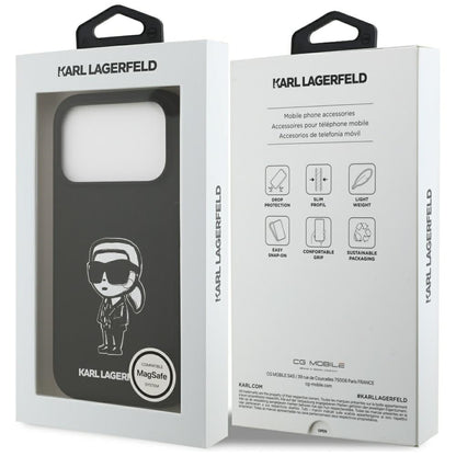 Deksel for Apple iPhone 17 Pro, Karl Lagerfeld, Sketch and Logo Karl, Svart