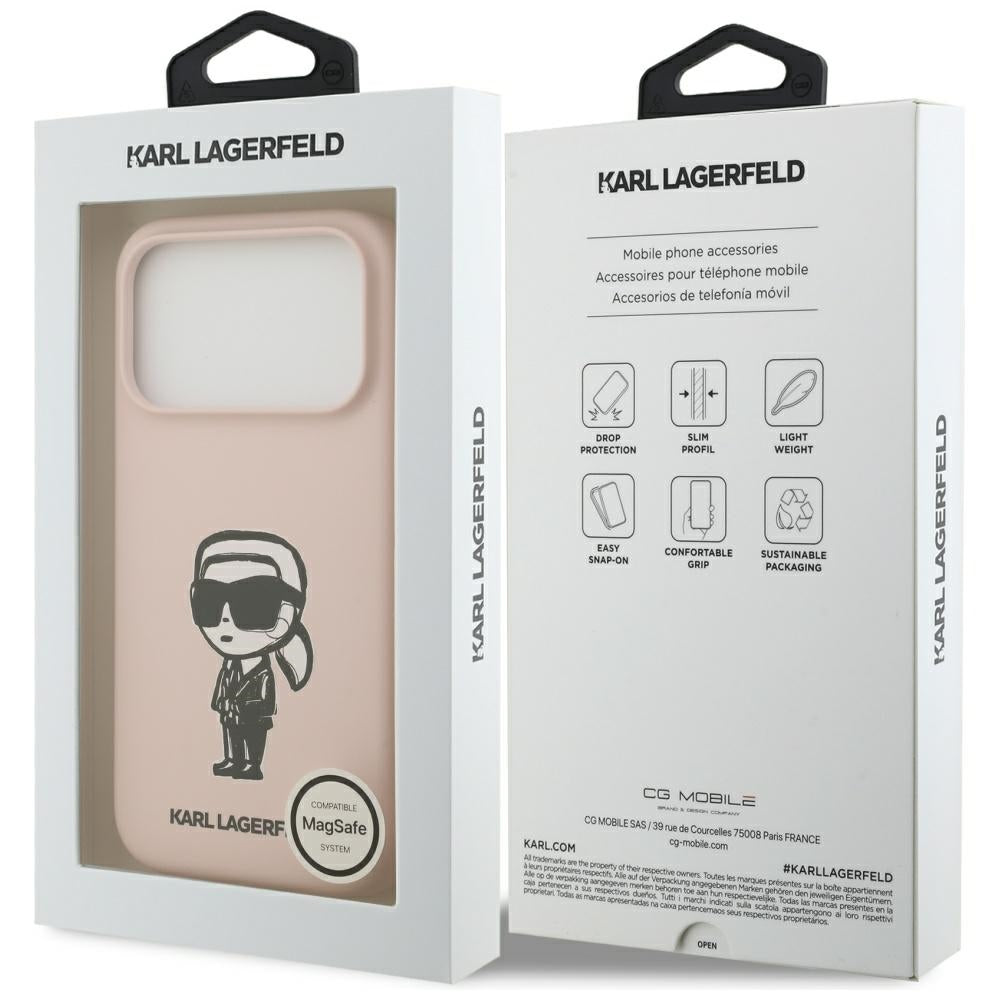 Deksel for Apple iPhone 17 Pro, Karl Lagerfeld, Sketch and Logo Karl, Rosa