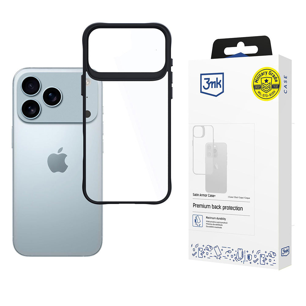 Deksel for Apple iPhone 17 Pro Max, 3MK, Satin Armor Case+, Svart