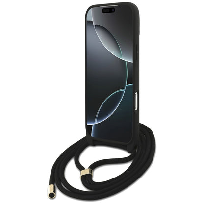 Deksel for Apple iPhone 17 Pro Max, Guess, 4G CBDY Big Logo with Cord Strap, Brun