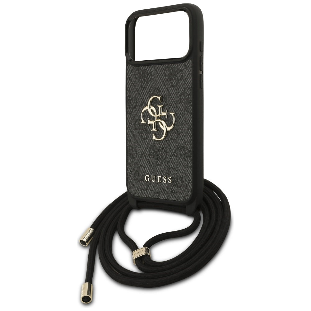 Deksel for Apple iPhone 17 Pro Max, Guess, 4G CBDY Big Logo with Cord Strap, Svart
