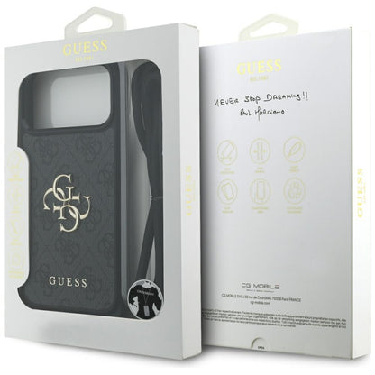 Deksel for Apple iPhone 17 Pro Max, Guess, 4G CBDY Big Logo with Cord Strap, Svart