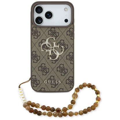 Deksel for Apple iPhone 17 Pro Max, Guess, 4G Classic Logo with Pearl Strap, Brun