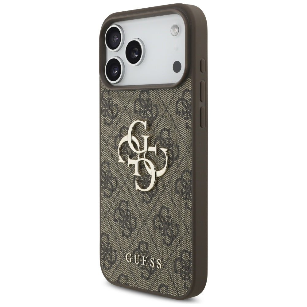 Deksel for Apple iPhone 17 Pro Max, Guess, 4G Classic Logo with Pearl Strap, Brun