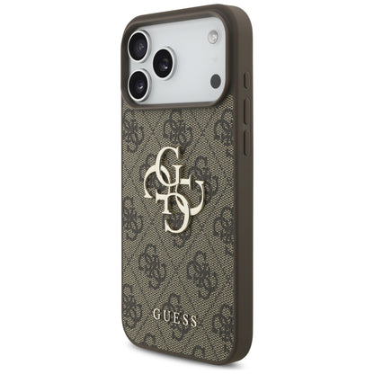 Deksel for Apple iPhone 17 Pro Max, Guess, 4G Classic Logo with Pearl Strap, Brun